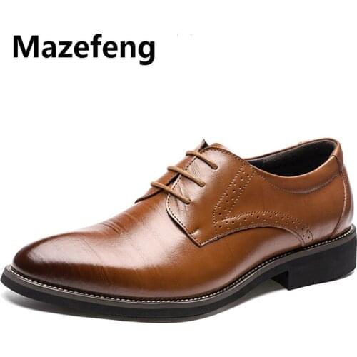 High Quality Genuine Leather Men Brogues Shoes Lace-Up Bullock Business Dress Men Oxfords Shoes Male Formal Shoes Plus Size38-48
