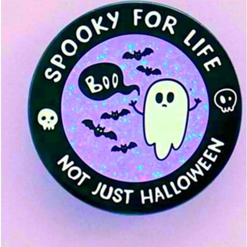 YAOJIE Spooky For Life Not Just Halloween Glitter Brooch Pins Enamel Metal Badges Lapel Pin Brooches Jackets Fashion Accessories