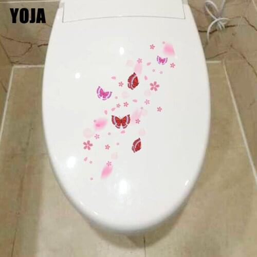 YOJA 21.2X20.8CM Animal Butterflies Toilet Decal Home Decoration Wall Sticker Funny Cartoon T3-1273