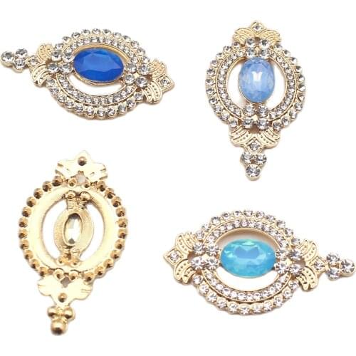 YWXINXI 5Pcs new alloy 49x27MM rhinestone resin oval flat button, DIY handmade romantic wedding decoration accessories crafts