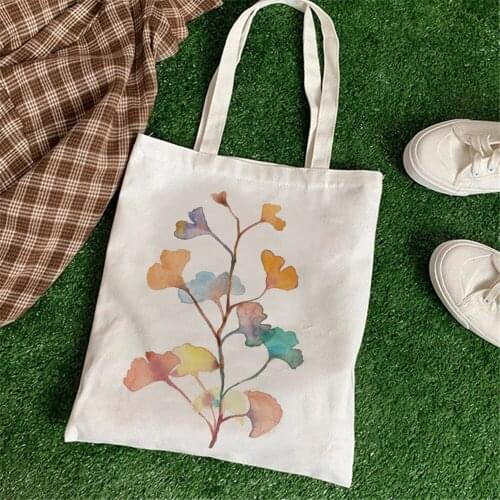 Handbag Printed With Plant Flowers, Lemon And Orange Ladies Women Eco Reusable Shopping Bag Totes For Girls Large Capacity