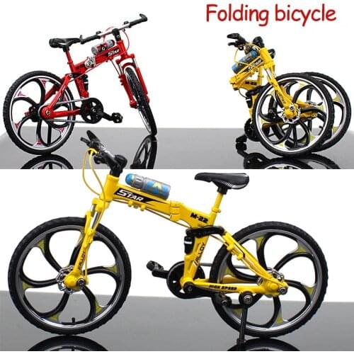 1:10 Mini Model Alloy Folding Bicycle Toy Finger Mountain Bike Pocket Diecast Simulation Metal Racing Collection Toys for Boy