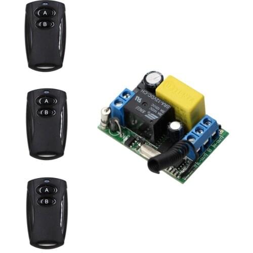 Intelligent Home 220V 10A 1 Channel Wireless Remote Control Switch Receiver & Black Transmitter for Electric Garage Door Window