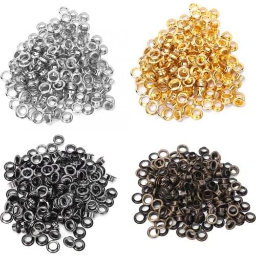 100PCS 6mm DIY Rivet Tool Brass Double-Sided Eyelet Grommet Hollow Rivet Clothing Bag Belt Shoe Rivet Snaps Accessories