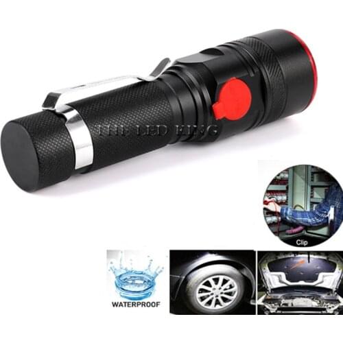 10000LM Led Flashlight led torch USB Rechargeable bicycle light T6/L2/V6 Power Tips Zoomable use 1*18650 Battery for camping