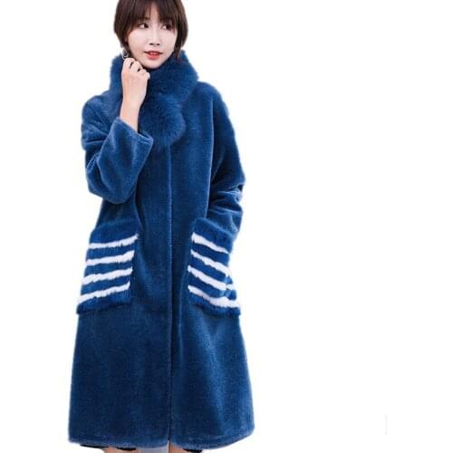 2020 Women Real Wool Fur Coat Long Warm Winter Female Jacket With Detachable Fox Fur Scarf Collar Outerwear 18040WYQ1805