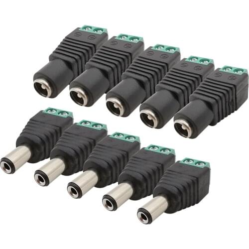 5pair 5.5 x 2.1mm Male Female DC Power Plug Jack Audio Adapter Cable Socket Connector for LED Light Strip CCTV Camera