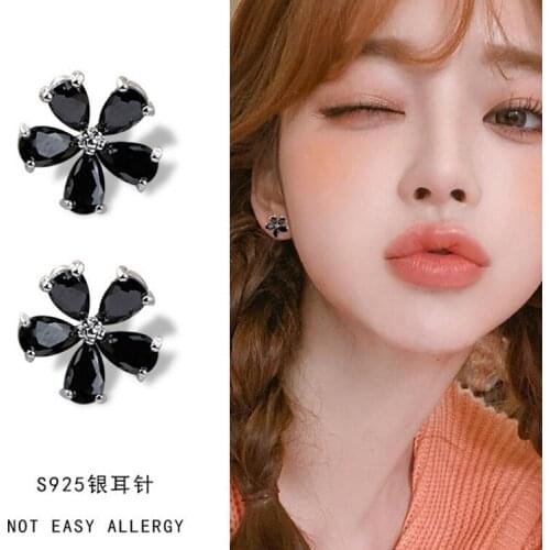 Aros Brincos Brinco Fashion Small And Pure Fresh Flowers Zircon Earrings Stud Wholesale Female Temperament Joker Classic Women