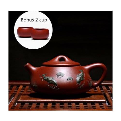 Free Shipping 200ML Yixing Purple Clay teapot famous pure handmade Raw ore Dahongpao stone scoop color painted Tea Pot Teaware