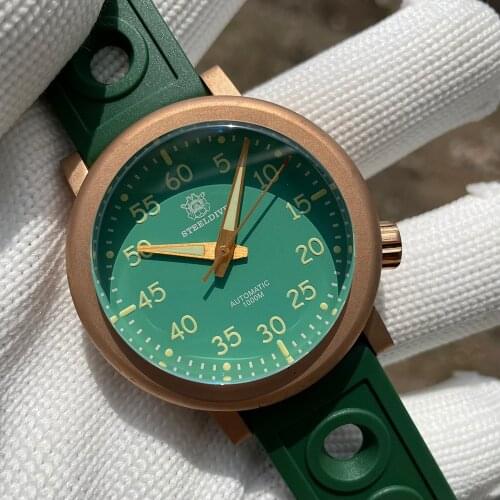 STEELDIVE 1910S Diving Watch Automatic Sapphire NH35 Bronze Dive Watch C3 BGW9 Luminous 1000m Mens Diver Watches Mechanical