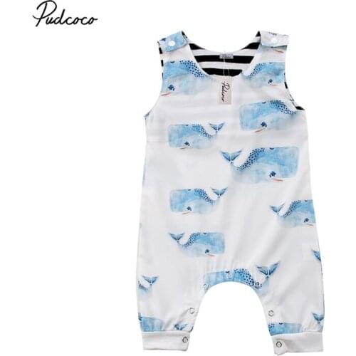 Pudcoco Newborn Infant Baby Boys Girls Whale animal print Romper cotton sleeveless summer girl Jumpsuit Rompers Outfit Clothes