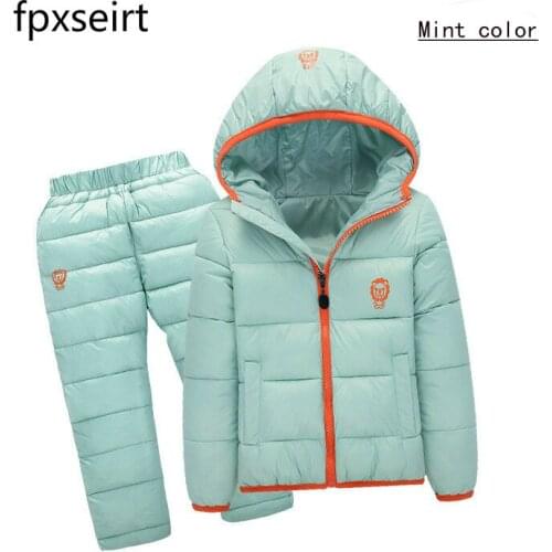 Winter Baby Boys Girls Clothes Kids Clothing Sets Hooded Down Jacket + Trousers Waterproof Snow Warm toddler Children Costume
