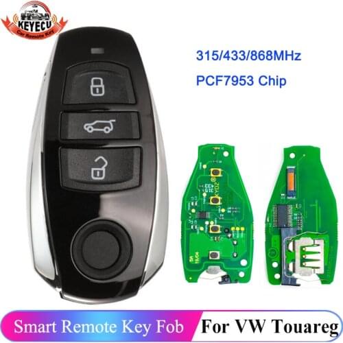KEYECU for VW Volkswagen Touareg 2010 2011-2014 Hitag CVGA PCF7945AC Chip 315MHz 433MHz 868MHz Smart Remote Car Key Fob 3 Button
