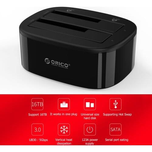 ORICO 6228US3 Dual Bay HDD Docking Station USB 3.0 Hard Disk Drive External Enclosure for 2.5/3.5 inch HDD/SSD Adapter Case