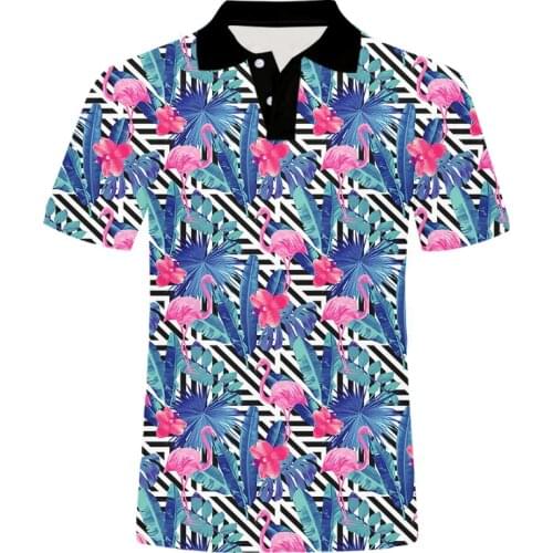 IFPD EU Size Summer Polo Shirts 3D Flamingo Banana Leaves Print Tshirt Hip Hop Fashion Short Sleeve Skull Harajuku Polo T Shirt