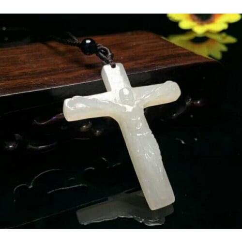Exquisite Hetian jade crosses pendant A89