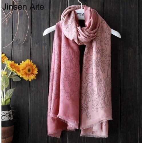Jinsen Aite Autumn Winter New Cotton and Linen Scarf Women Soft Printing All-Match Shawl Bandana Vintage Elegant Scarves JS212