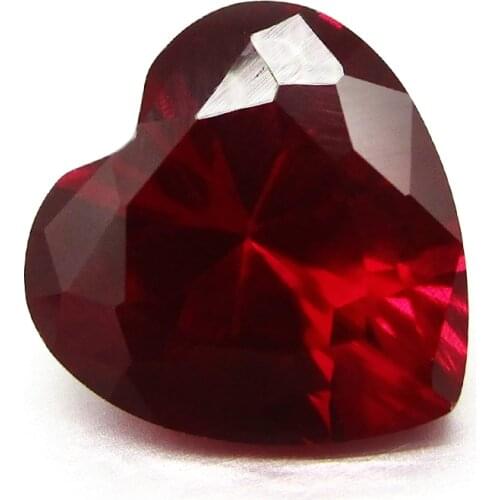 5A Quality 3x3mm~12x12mm 5# Red Stones Heart Shape Synthetic Rubi Corundum Stone for Jewelry