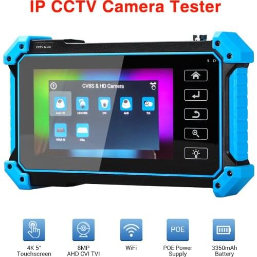 CCTV Tester 4K Touch Screen IPC 5100PLUS Camera Tester With POE AHD CVI TVI CVBS Analog Monitor Test LCD H.265 Onvif WIFI Tester