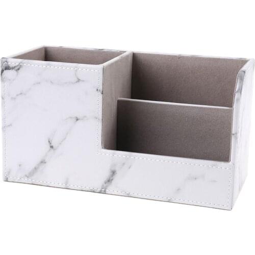 Multi-function Marble Leather Desk Stationery Organizer Pen Pencil Holder Storage Box Case Container