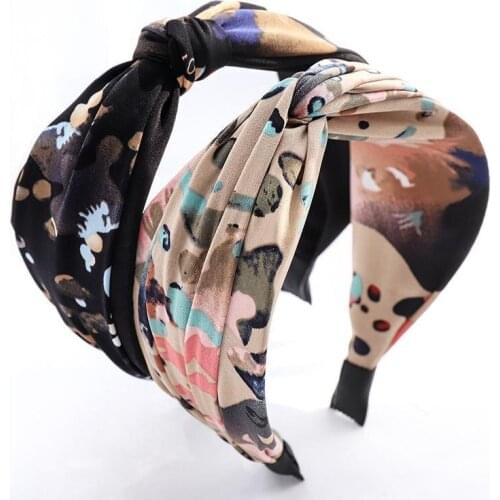 Fashion printed cross-knotted headband wash face hair bundles ladies hair accessories