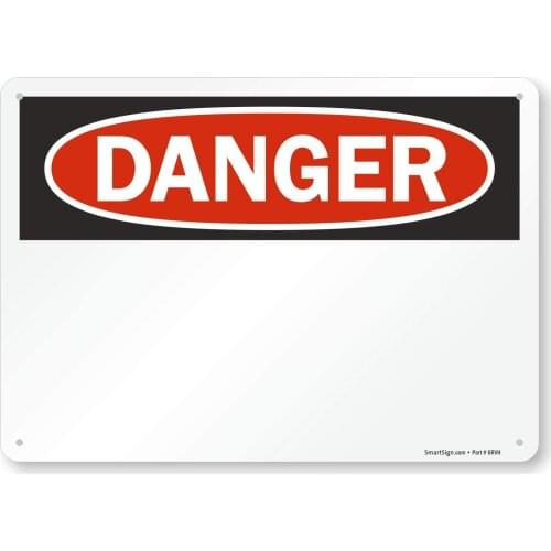 "Danger" Blank WriteOn Sign | 7" x8" Plastic