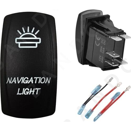 NAVIGATION LIGHT Rocker Switch 5P ON-OFF SPST White Led Toggle Switch for Car Boat Carling RV SUV Van，Jumper Wire，Auto Accessory