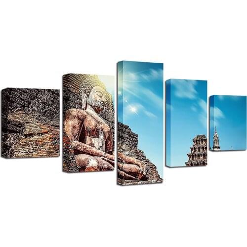 Full Round Drill DIY Diamond 5D Embroidery 5 Pcs Painting Buddha Cross Stitch Picture Portrait Mosaic Wall Art Home Decoration