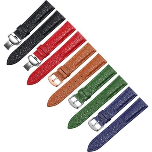 New style Genuine leather watchband 12 13 14 15 16 17 18 19 20 21 22 23 24mm black red blue green strap for male and female