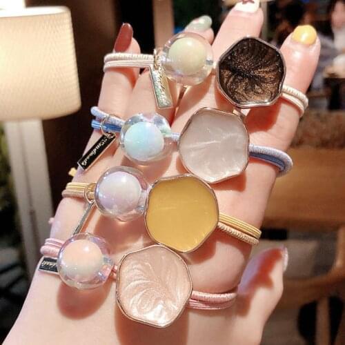 Crystal Hair Ropes Pearl Elastic Rubber Band Korea Hair Rings Candy Colors Ponytail Holders Hair Accessories for Girls Women