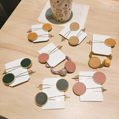 1 Pair Korean Style Leather Women Girls Hair Clips Hairpins Scrunchies Fashion Lady Simple Elastic Hairband Hair Accessories