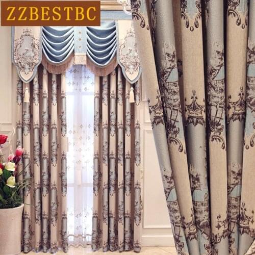 European luxury finished custom jacquard shade curtains for living room upscale villas curtains for bedroom /kitchen /windows