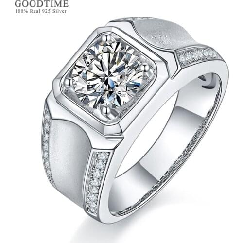 Luxury Glitter Moissanite Ring Pure 100% 925 Sterling Silver Ring Jewelry Accessories Gift For Men Bridegroom Wedding