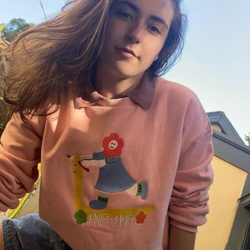 Cute Cartoon Printed Sweatshirt Harajuku Oversized Hoodie Kpop Style Cotton Hoody Ladies Pullover Streetwear Women Tracksuit Top