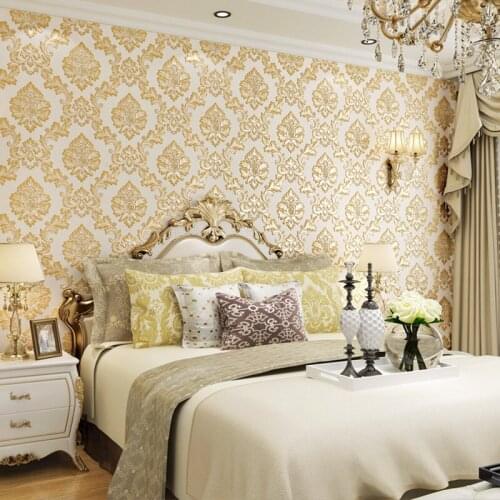 Modern Classic Luxury 3D Embossed Floral Damask Wallpaper Flocked Non-woven Wall Paper for Bedroom Living Room TV Background