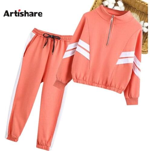Girls Sport Clothes Sweatshirt + Pants Childrens Clothes For Girls Cartoon Pattern Big Girls Clothes Spring Autumn Childrens C