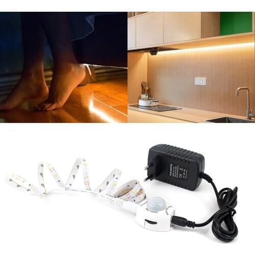 PIR Motion Sensor LED Lights 2835 DC 12V for Kitchen LED Strip Under Cabinet Light Auto Switch Sensor Bedside Decor Night Lamp