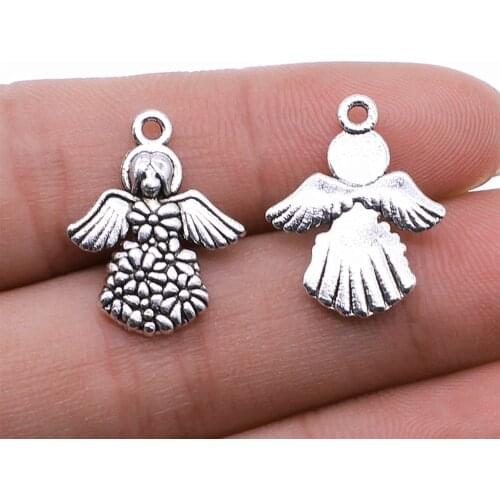 WYSIWYG 5pcs 17x21mm Charms Angel Antique Silver Color Pendant Angel Charms For Jewelry Making Jewelry Findings