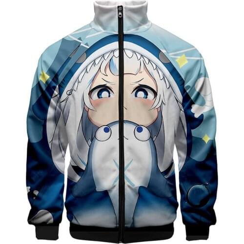 Japanese Shark Girlish Kawaii 3d Stand Collar Hoodie Men Women Zipper Hoodies Jacket Long Sleeve Anime Harajuku Sweatshirts Tops