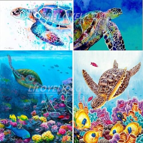 Animals 5D DIY Diamond Embroidery Colored Sea Turtle Diamond Painting Cross Stitch Square Drill Mosaic crystal Decor art FG1369