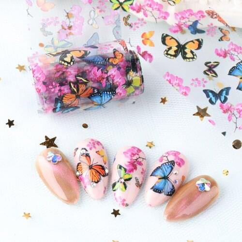 1 bottle Nail Art Transfer Foils Clear Nail Sticker Tip Decal Decoration Design DIY Butterfly Acrylic Manicure Tools