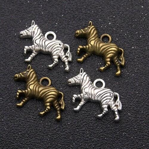10PCS 20X28mm 2 Color Charms Zebra Metal Alloy Animal Pendant For DIY Jewelry Necklace Handwork Material