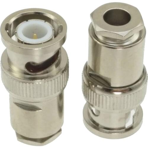 10pcs connector BNC male plug clamp RG58 RG142 LMR195 RG400 straight M