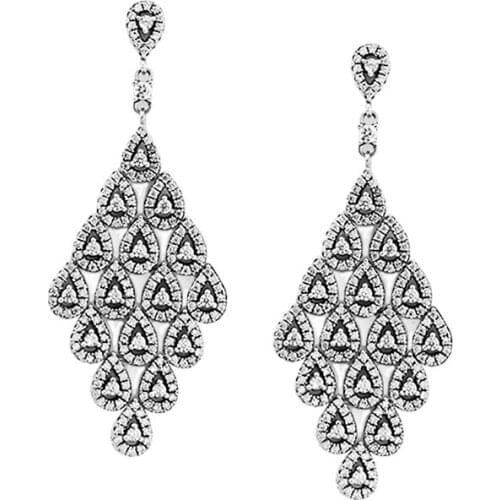 100% 925 Sterling-Silver-Jewelry Cascading Glamour Large Hanging Earrings Fashion Earrings for Women