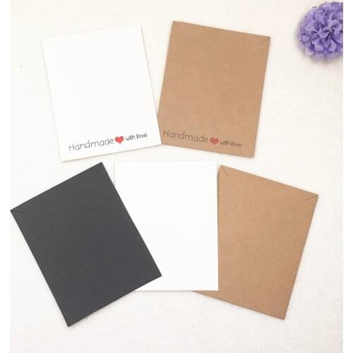 50Pcs/Lot 10*8cm Print Handmade With Love Kraft Necklace Packaging Cards Love Jewelry Pendant Displays Cards Accept Customized