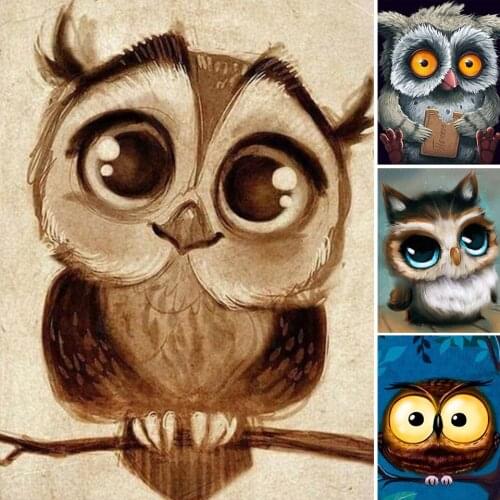 5D DIY Diamond Painting Owl Cross Stitch Kit Full Drill Square Embroidery Mosaic Art Picture Crystal Home Decoration Gift