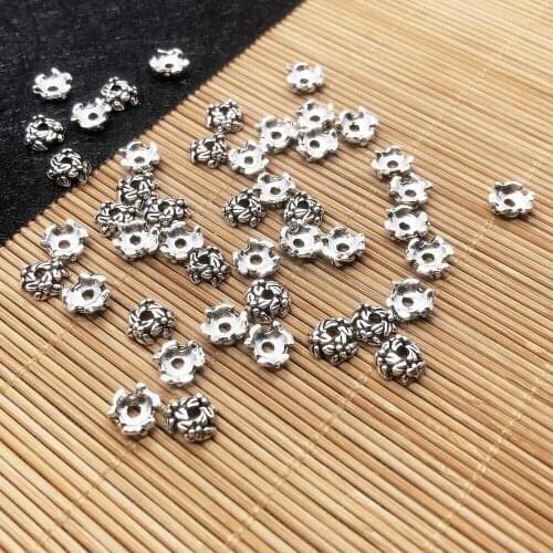 7x7x2mm 20pcs Beadwork Craft Metal Bead Caps Jewelry Findings Components Tibetan Silver Plated Bead Caps Flower End Beads Caps
