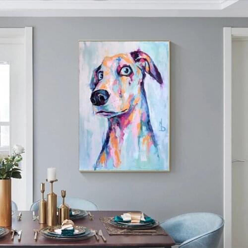 Watercolor graffiti Dog Canvas Painting Cute Animal Poster and Print Cuadros Modern Wall Art Pictures for Living Room Home Decor