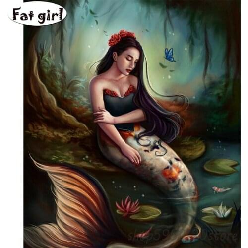 Mermaid 5d diy diamond painting sexy beauty diamond embroidery mosaic Rhinestone square round Handmade hobby living room decor