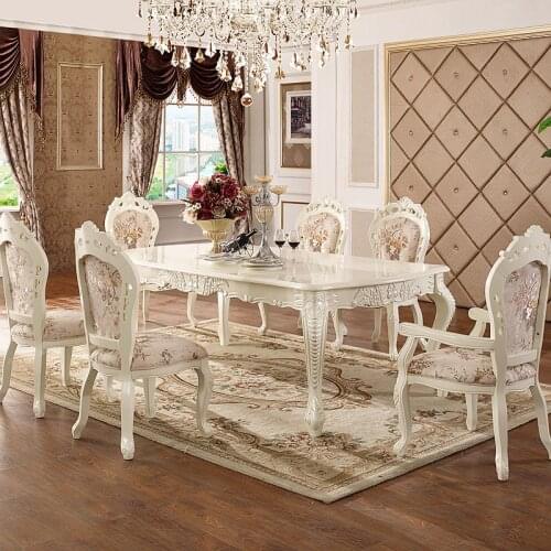 American high grade furniture suit European dining table and chair combination solid wood classical French rectangular dining